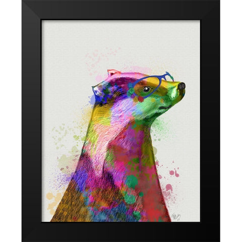 Badger Rainbow Splash 2 Black Modern Wood Framed Art Print by Fab Funky