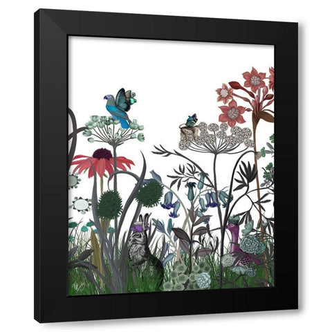 Wildflower Bloom, Rabbit Black Modern Wood Framed Art Print with Double Matting by Fab Funky