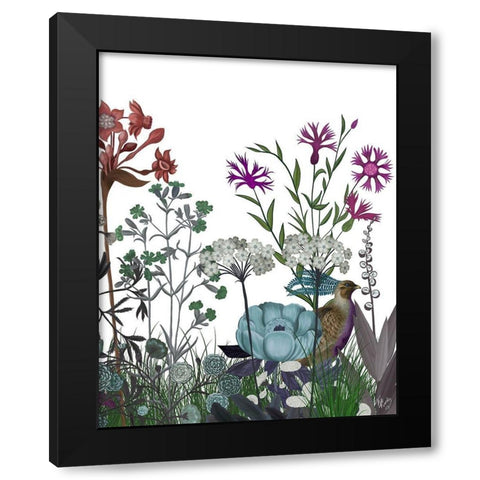 Wildflower Bloom, Partridge Black Modern Wood Framed Art Print with Double Matting by Fab Funky