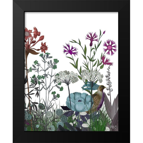 Wildflower Bloom, Partridge Black Modern Wood Framed Art Print by Fab Funky