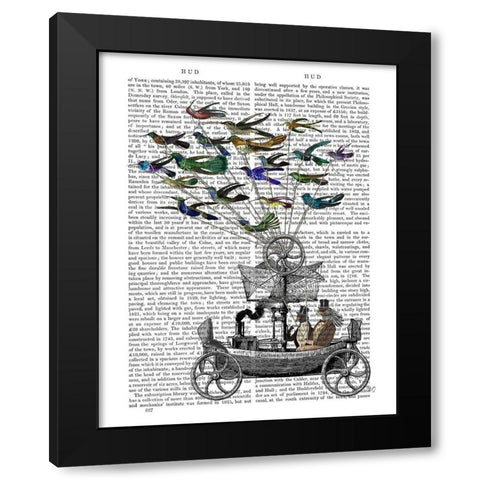 Bird Boat Book Print Black Modern Wood Framed Art Print by Fab Funky