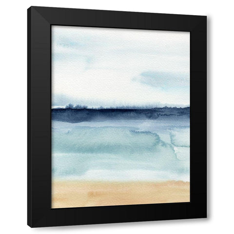 Watercolor Ocean Horizon I Black Modern Wood Framed Art Print with Double Matting by Warren, Annie