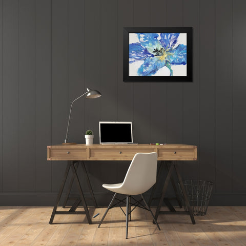 Fleur Bleue II Black Modern Wood Framed Art Print by OToole, Tim