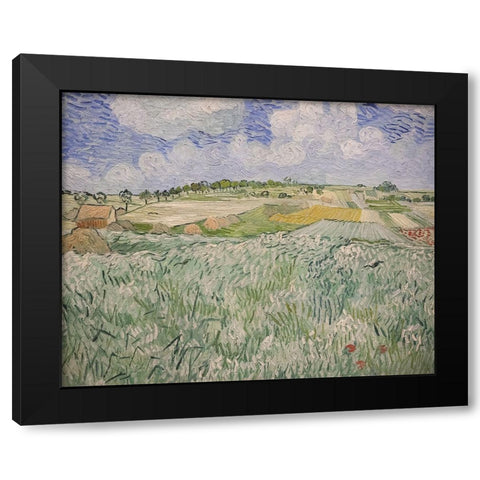 Plain near Auvers Black Modern Wood Framed Art Print by Van Gogh, Vincent
