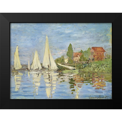 Regattas at Argenteuil Black Modern Wood Framed Art Print by Monet, Claude