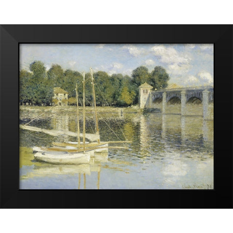 The Argenteuil Bridge Black Modern Wood Framed Art Print by Monet, Claude