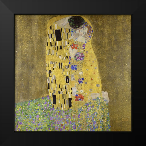 The Kiss Black Modern Wood Framed Art Print by Klimt, Gustav