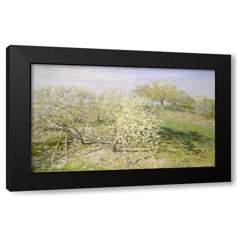 Fruit Trees in Bloom Black Modern Wood Framed Art Print with Double Matting by Monet, Claude
