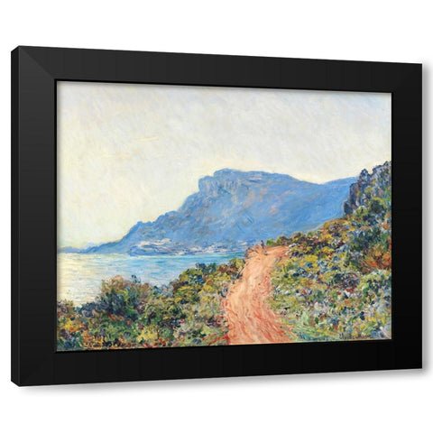The Corniche near Monaco Black Modern Wood Framed Art Print by Monet, Claude