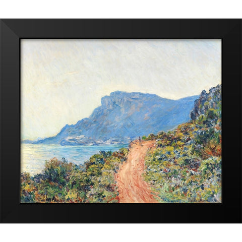 The Corniche near Monaco Black Modern Wood Framed Art Print by Monet, Claude