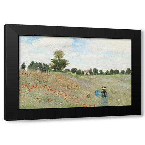 The Poppy Field near Argenteuil Black Modern Wood Framed Art Print by Monet, Claude