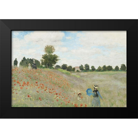 The Poppy Field near Argenteuil Black Modern Wood Framed Art Print by Monet, Claude