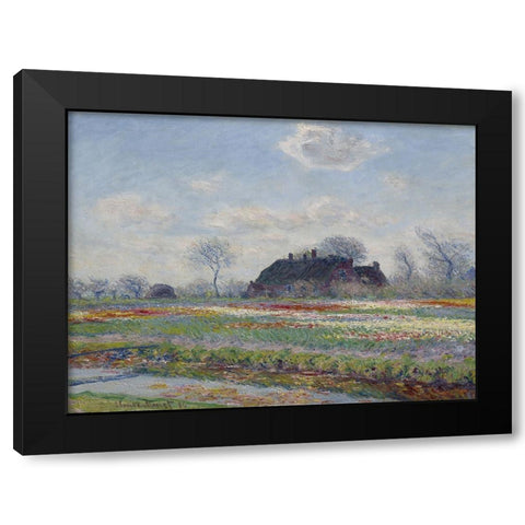 Tulip Fields at Sassenheim Black Modern Wood Framed Art Print by Monet, Claude