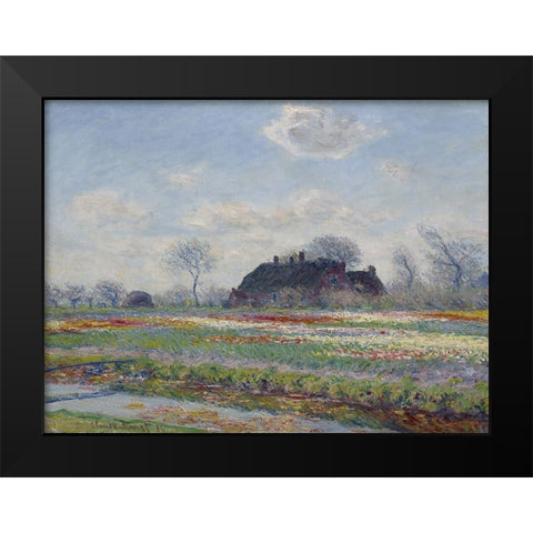Tulip Fields at Sassenheim Black Modern Wood Framed Art Print by Monet, Claude