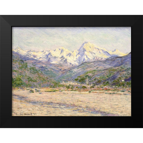 The Valley of the Nervia Black Modern Wood Framed Art Print by Monet, Claude