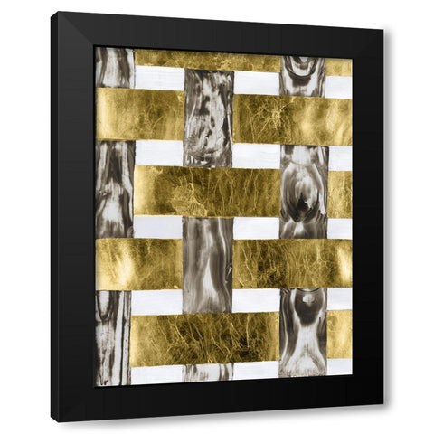 End Grain Weave III Black Modern Wood Framed Art Print with Double Matting by Lam, Vanna