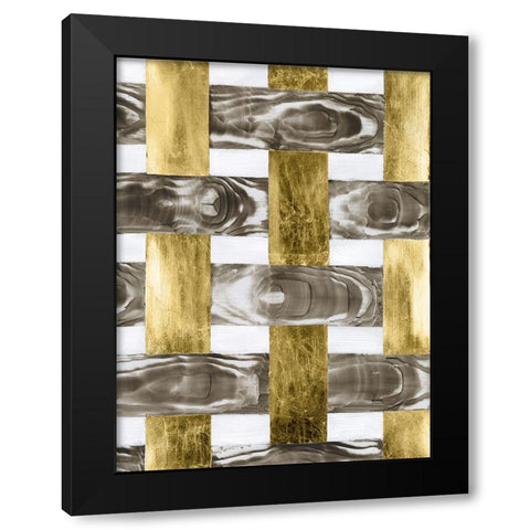 End Grain Weave IV Black Modern Wood Framed Art Print with Double Matting by Lam, Vanna