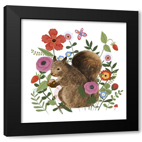 Spring Floral Critters IV Black Modern Wood Framed Art Print by Barnes, Victoria