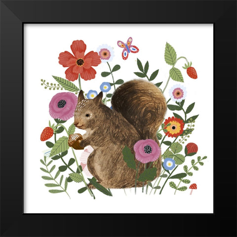 Spring Floral Critters IV Black Modern Wood Framed Art Print by Barnes, Victoria