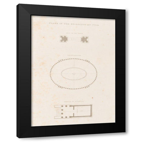 Antiquities of Pola, Ancient Blueprints I Black Modern Wood Framed Art Print with Double Matting by Unknown