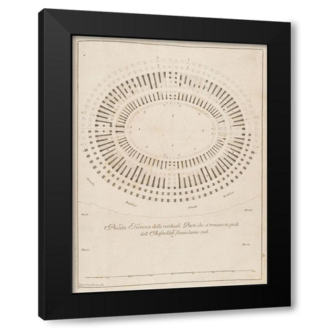 Antiquities of Pola, Ancient Blueprints III Black Modern Wood Framed Art Print with Double Matting by Unknown