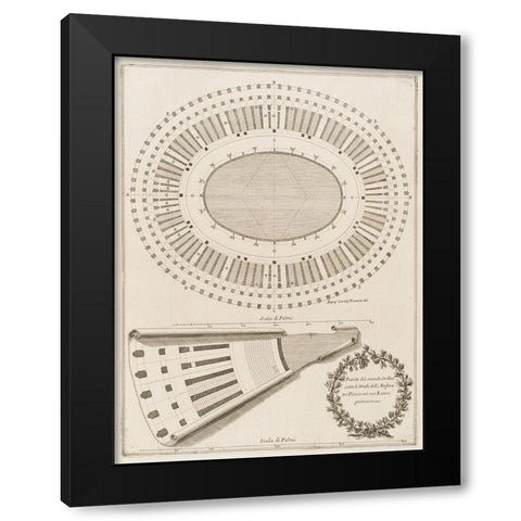 Antiquities of Pola, Ancient Blueprints VII Black Modern Wood Framed Art Print with Double Matting by Unknown