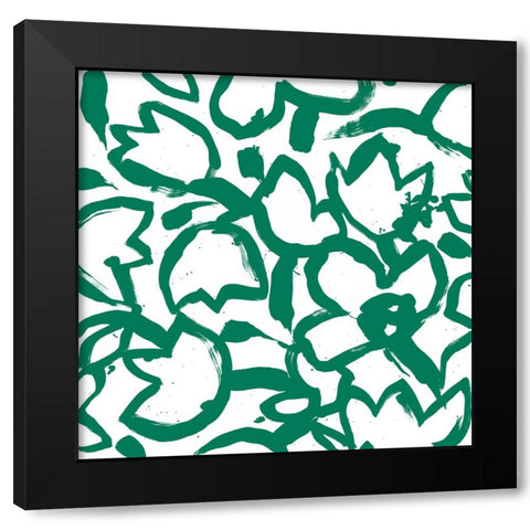 Flora Patch II Black Modern Wood Framed Art Print by Vess, June Erica