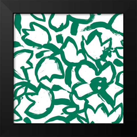 Flora Patch II Black Modern Wood Framed Art Print by Vess, June Erica
