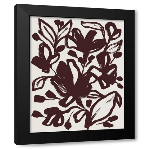 Oxide Floral I Black Modern Wood Framed Art Print with Double Matting by Vess, June Erica