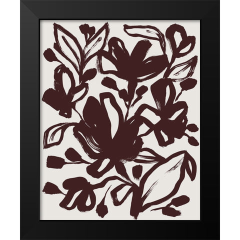 Oxide Floral I Black Modern Wood Framed Art Print by Vess, June Erica