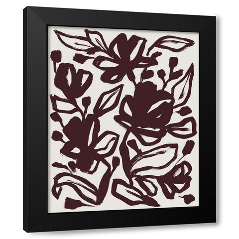 Oxide Floral II Black Modern Wood Framed Art Print with Double Matting by Vess, June Erica