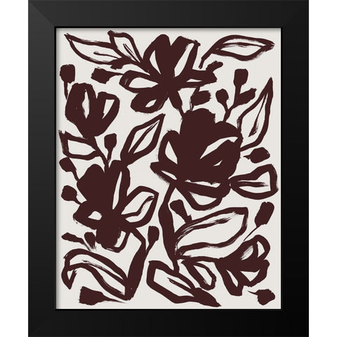 Oxide Floral II Black Modern Wood Framed Art Print by Vess, June Erica