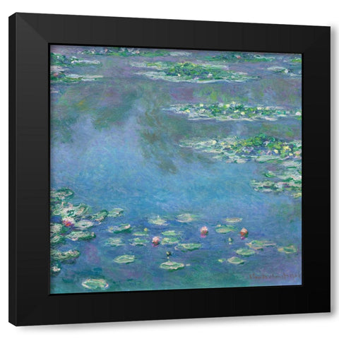Monet Water Lilies III Black Modern Wood Framed Art Print with Double Matting by Monet, Claude