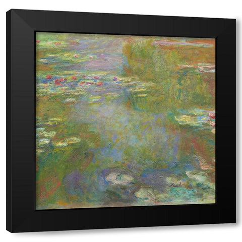 Monet Water Lilies IV Black Modern Wood Framed Art Print with Double Matting by Monet, Claude