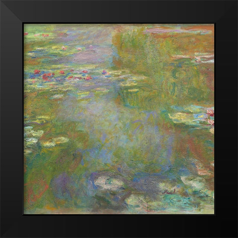 Monet Water Lilies IV Black Modern Wood Framed Art Print by Monet, Claude