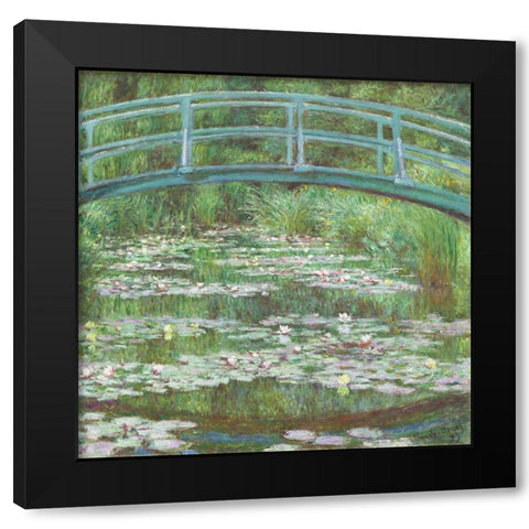 Monet Japanese Bridge I Black Modern Wood Framed Art Print with Double Matting by Monet, Claude