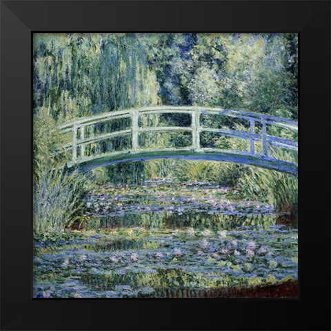 Monet Japanese Bridge II Black Modern Wood Framed Art Print by Monet, Claude