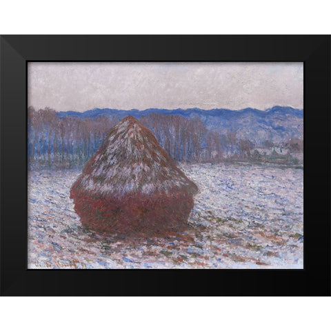 Monet Haystacks II Black Modern Wood Framed Art Print by Monet, Claude