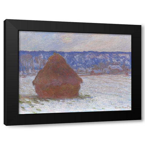 Monet Haystacks III Black Modern Wood Framed Art Print with Double Matting by Monet, Claude
