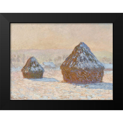 Monet Haystacks IV Black Modern Wood Framed Art Print by Monet, Claude