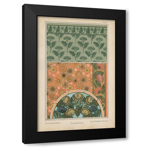 Nouveau Floral Design I Black Modern Wood Framed Art Print with Double Matting by Vision Studio
