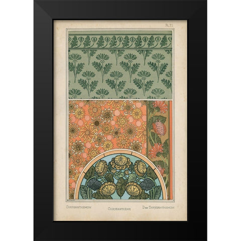 Nouveau Floral Design I Black Modern Wood Framed Art Print by Vision Studio