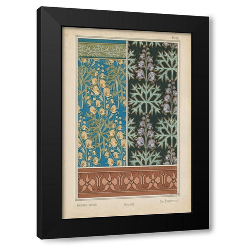Nouveau Floral Design III Black Modern Wood Framed Art Print with Double Matting by Vision Studio