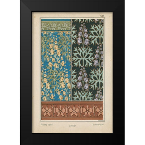 Nouveau Floral Design III Black Modern Wood Framed Art Print by Vision Studio