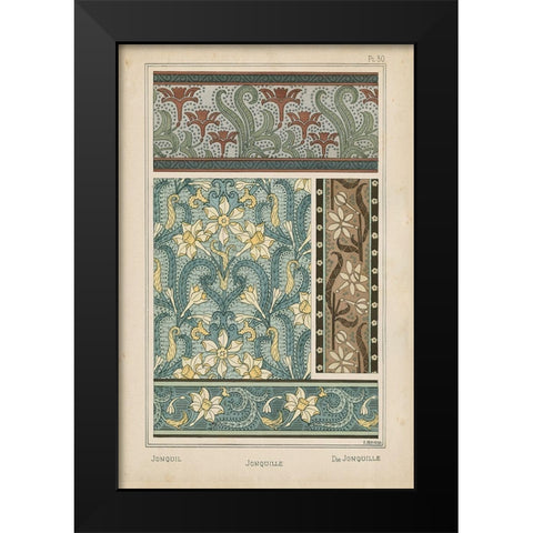 Nouveau Floral Design VI Black Modern Wood Framed Art Print by Vision Studio