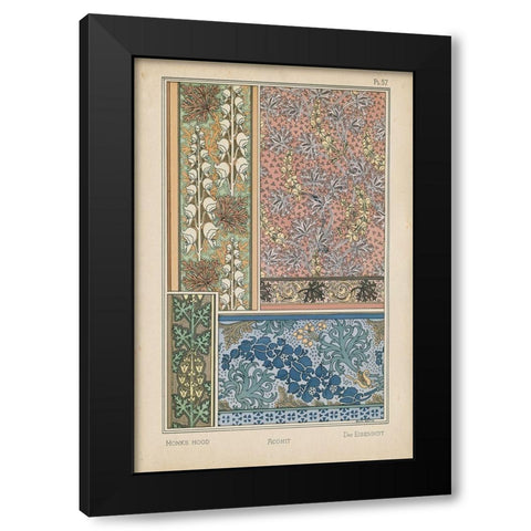Nouveau Floral Design VIII Black Modern Wood Framed Art Print with Double Matting by Vision Studio