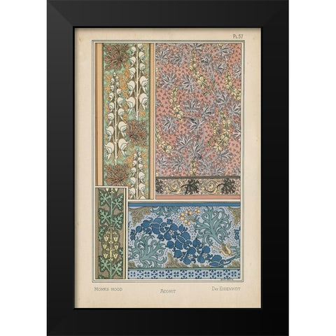 Nouveau Floral Design VIII Black Modern Wood Framed Art Print by Vision Studio