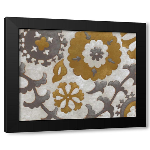 Ochre Suzani I Black Modern Wood Framed Art Print with Double Matting by Zarris, Chariklia