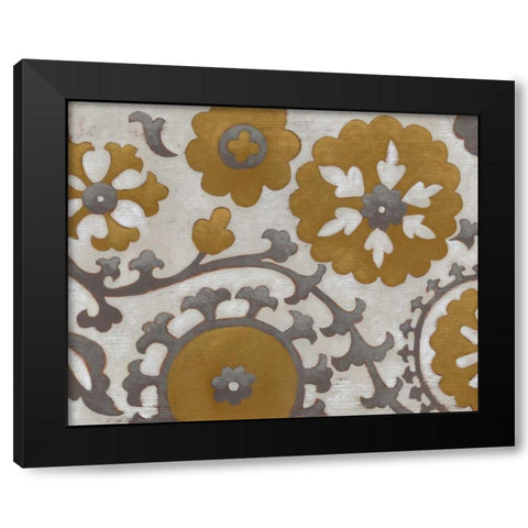 Ochre Suzani II Black Modern Wood Framed Art Print with Double Matting by Zarris, Chariklia