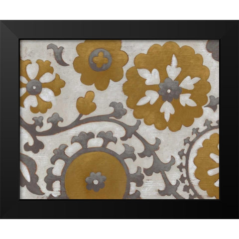 Ochre Suzani II Black Modern Wood Framed Art Print by Zarris, Chariklia